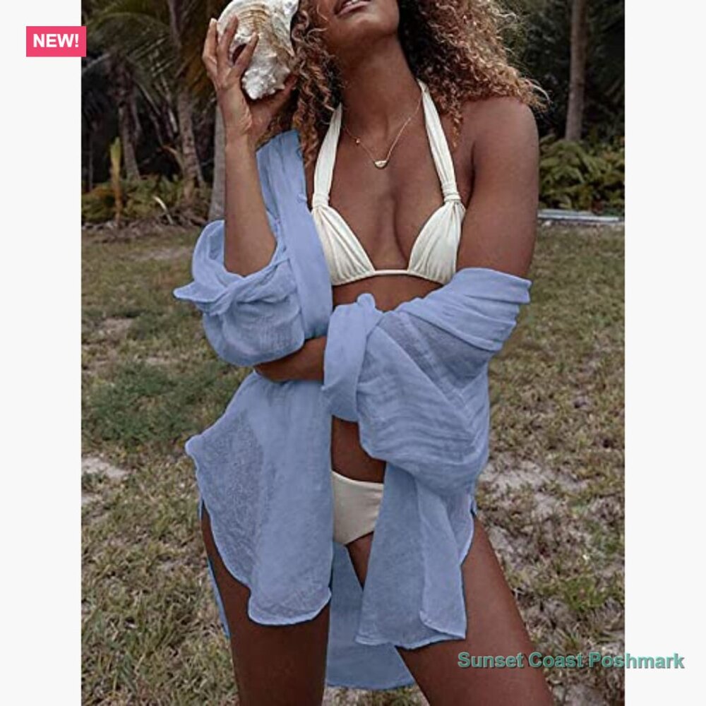 Lightweight Viscose Button Down Shirt Swimsuit Co… - image 3